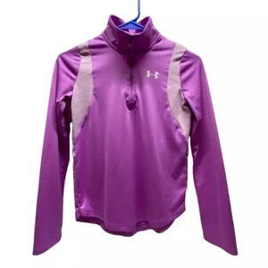 Under Armour Gold Gear 1/4 Zip Youth Medium Pink Loose Fit Pullover Jacket Shirt